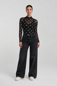 Sheer Polka Dot Mesh Top