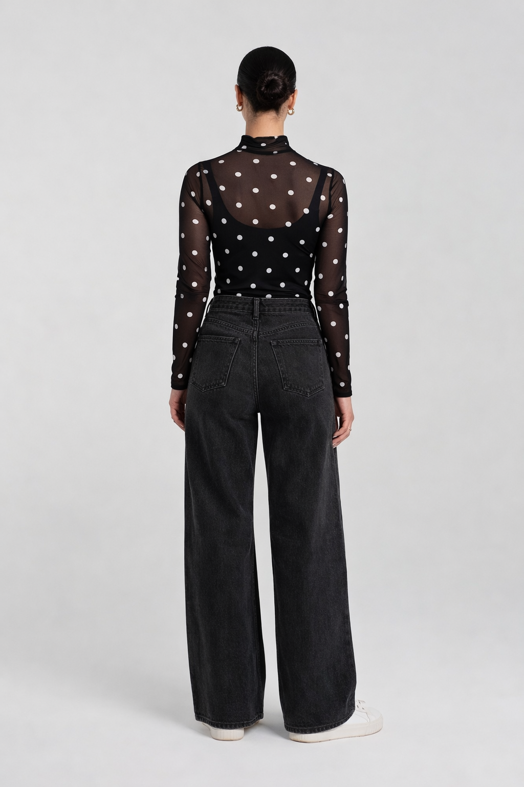 Sheer Polka Dot Mesh Top