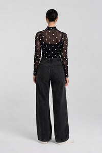 Sheer Polka Dot Mesh Top