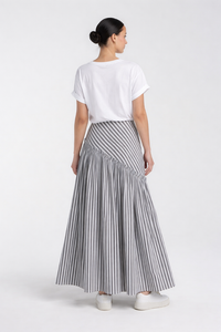 Striped Asymmetric Ruffle Skirt